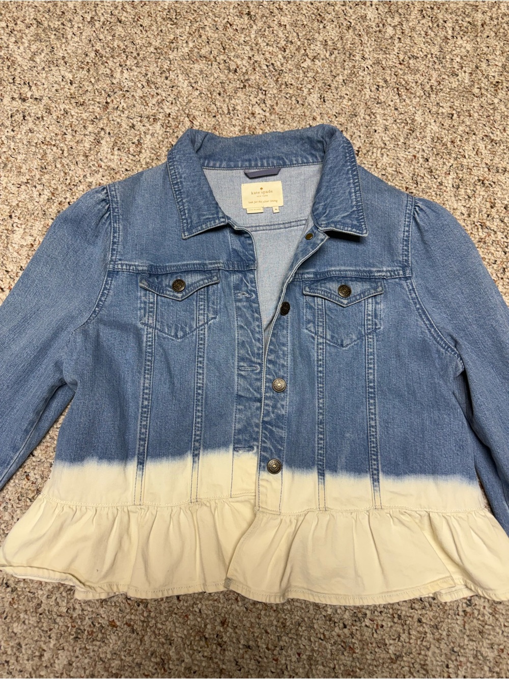kate spade Light Blue Denim Jacket with Cream Label Detail